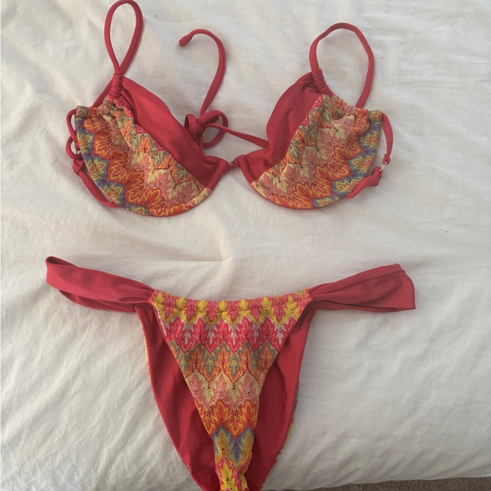 Red Printed Accent Women’s Bikini Set